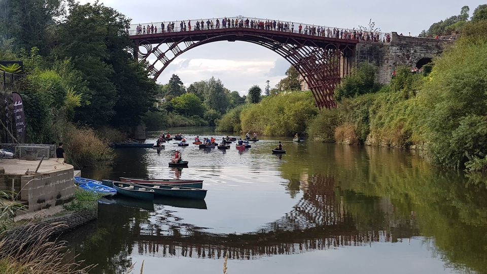 Image of the Coracle drift coracles at the end of a 7 mile paddle from cressage bridge to the iron bridge during the ironbridge festival 2021