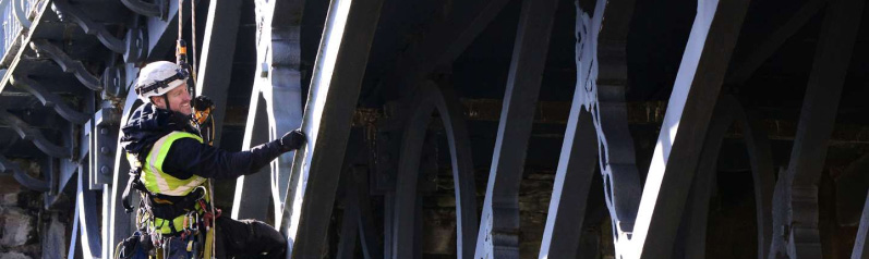 Image of a man working on the Ironbridge.